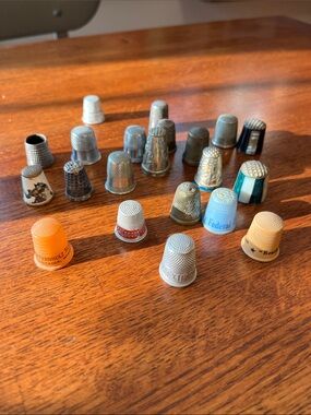 Vintage Sewing Thimble Collection - Mixed Metal & Colored Thimbles